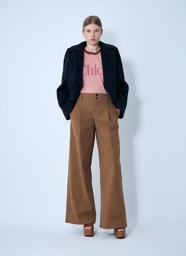 Chloé Cotton Canvas Pants Brown chl0261008