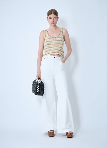 Chloé Cropped Logo Tank Top Green chl0261020