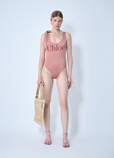 Logo Motif Swimsuit Chloé Logo Motif Swimsuit Pink chl0261021