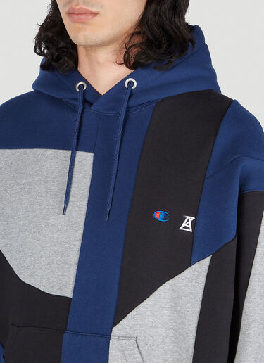 Champion x Anrealage 对比色拼接连帽运动衫 深蓝色 chn0151004