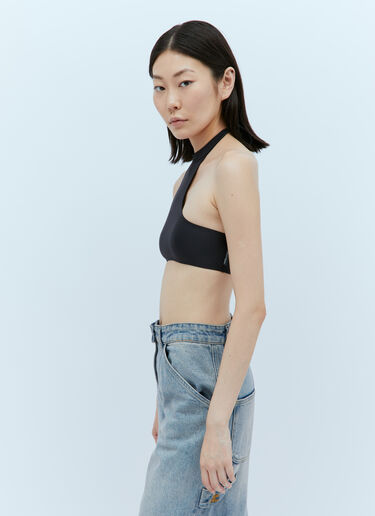 Courrèges 트위스트 홀터넥 비키니 탑 블랙 cou0253004