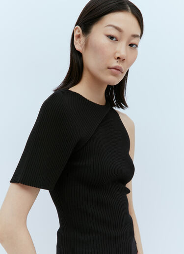 Asymmetrical Rib Knit Top Courrèges Asymmetrical Rib Knit Top Black cou0253040