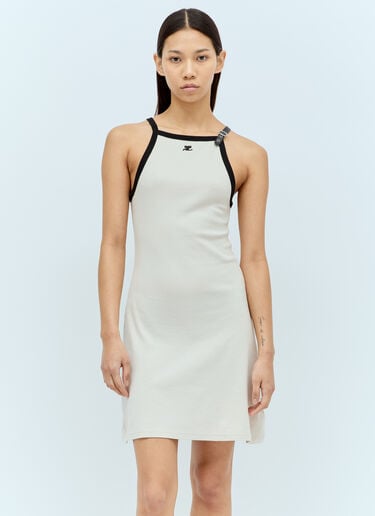 Buckle Contrast Dress Courrèges Buckle Contrast Dress Cream cou0255013