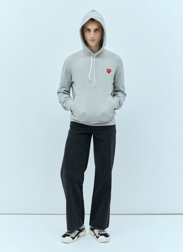 Comme Des Garçons PLAY 로고 패치 후드티셔츠 그레이 cpl0355024