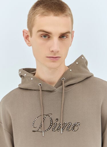 Dime Cursive French Hooded Sweatshirt Brown dmt0157004