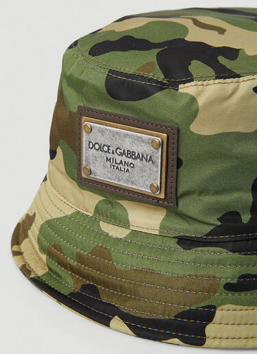 Dolce & Gabbana 迷彩徽标铭牌渔夫帽 绿 dol0147077