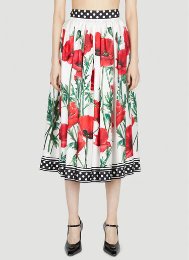 Poppy Print Pleated Skirt Dolce & Gabbana Poppy Print Pleated Skirt Red dol0251013