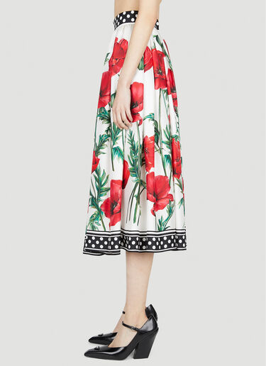 Poppy Print Pleated Skirt Dolce & Gabbana Poppy Print Pleated Skirt Red dol0251013
