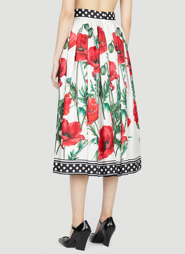 Dolce & Gabbana Poppy Print Pleated Skirt Red dol0251013