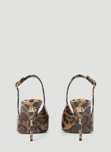 Dolce & Gabbana Kim Leopard Print Slingback Heels Brown dol0252016