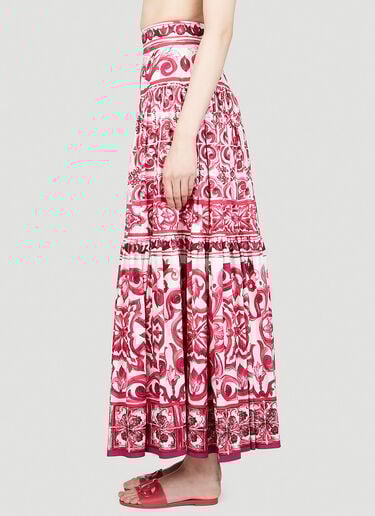 Dolce & Gabbana Majolica Print Maxi Skirt Pink dol0253002