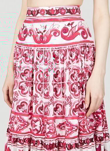 Dolce & Gabbana Majolica Print Maxi Skirt Pink dol0253002