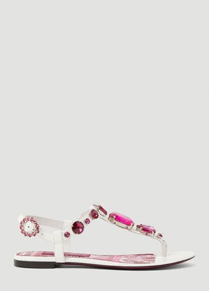 Dolce & Gabbana 크리스털 장식 마졸리카 샌들 화이트 dol0253021