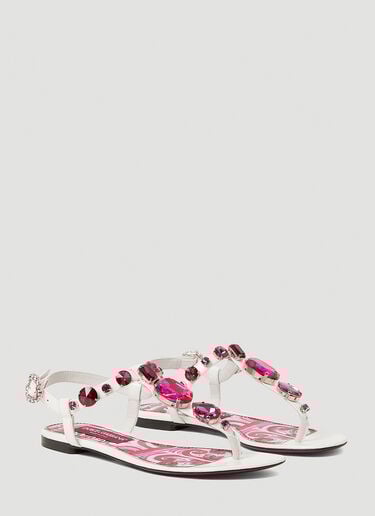 Dolce & Gabbana 크리스털 장식 마졸리카 샌들 화이트 dol0253021