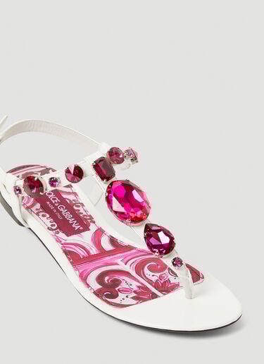 Dolce & Gabbana 크리스털 장식 마졸리카 샌들 화이트 dol0253021