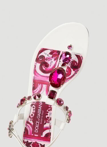 Dolce & Gabbana 크리스털 장식 마졸리카 샌들 화이트 dol0253021