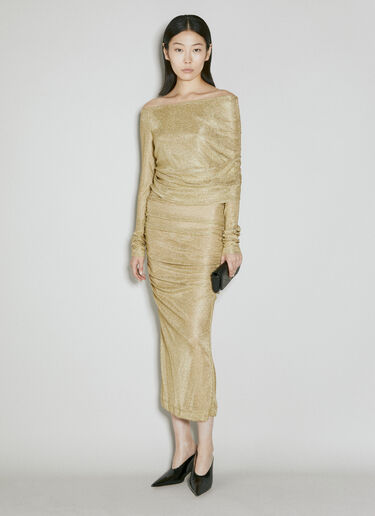 Dolce & Gabbana Lurex Mesh Midi Dress Gold dol0254018
