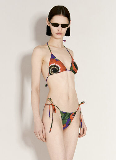 Dolce & Gabbana 로고 & 아네모네 프린트 트라이앵글 비키니  레드 dol0255006