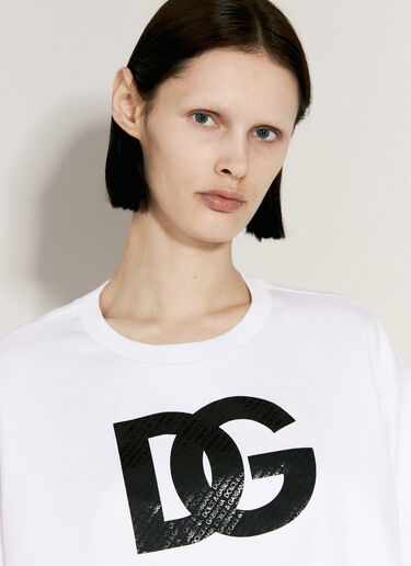 Dolce & Gabbana 크롭 로고 프린트 티셔츠  화이트 dol0255020