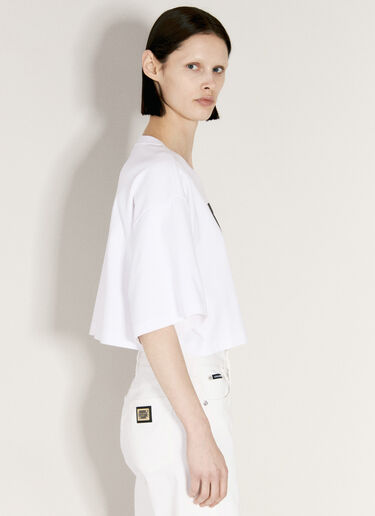 Dolce & Gabbana 크롭 로고 프린트 티셔츠  화이트 dol0255020
