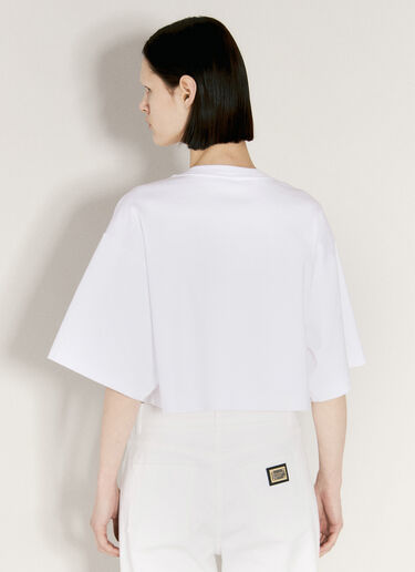 Dolce & Gabbana 크롭 로고 프린트 티셔츠  화이트 dol0255020