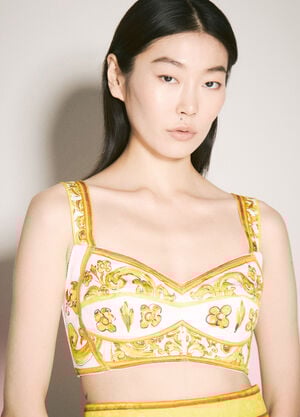Dolce & Gabbana マジョリカコルセットクロップトップ イエロー dol0257007