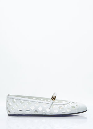 Dolce & Gabbana 오픈워크 가죽 발레리나 플랫 슈즈 화이트 dol0257010