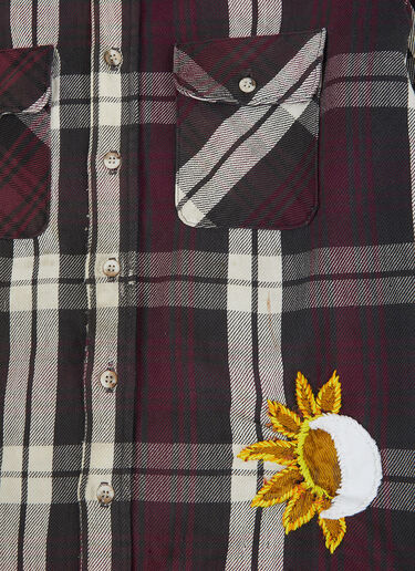 Scalloped Flannel Shirt DRx FARMAxY FOR LN-CC Scalloped Flannel Shirt Burgundy drx0346027