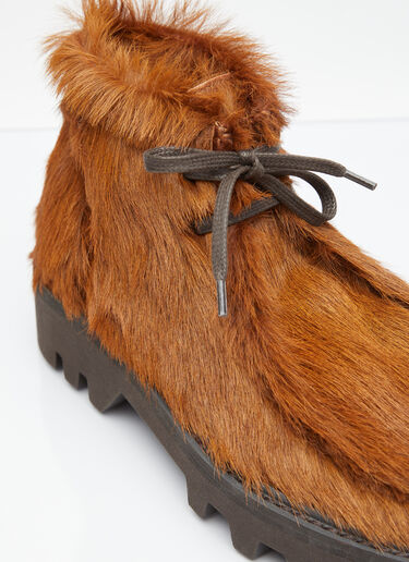 Dries Van Noten 포니헤어 레이스업 부츠 브라운 dvn0154030