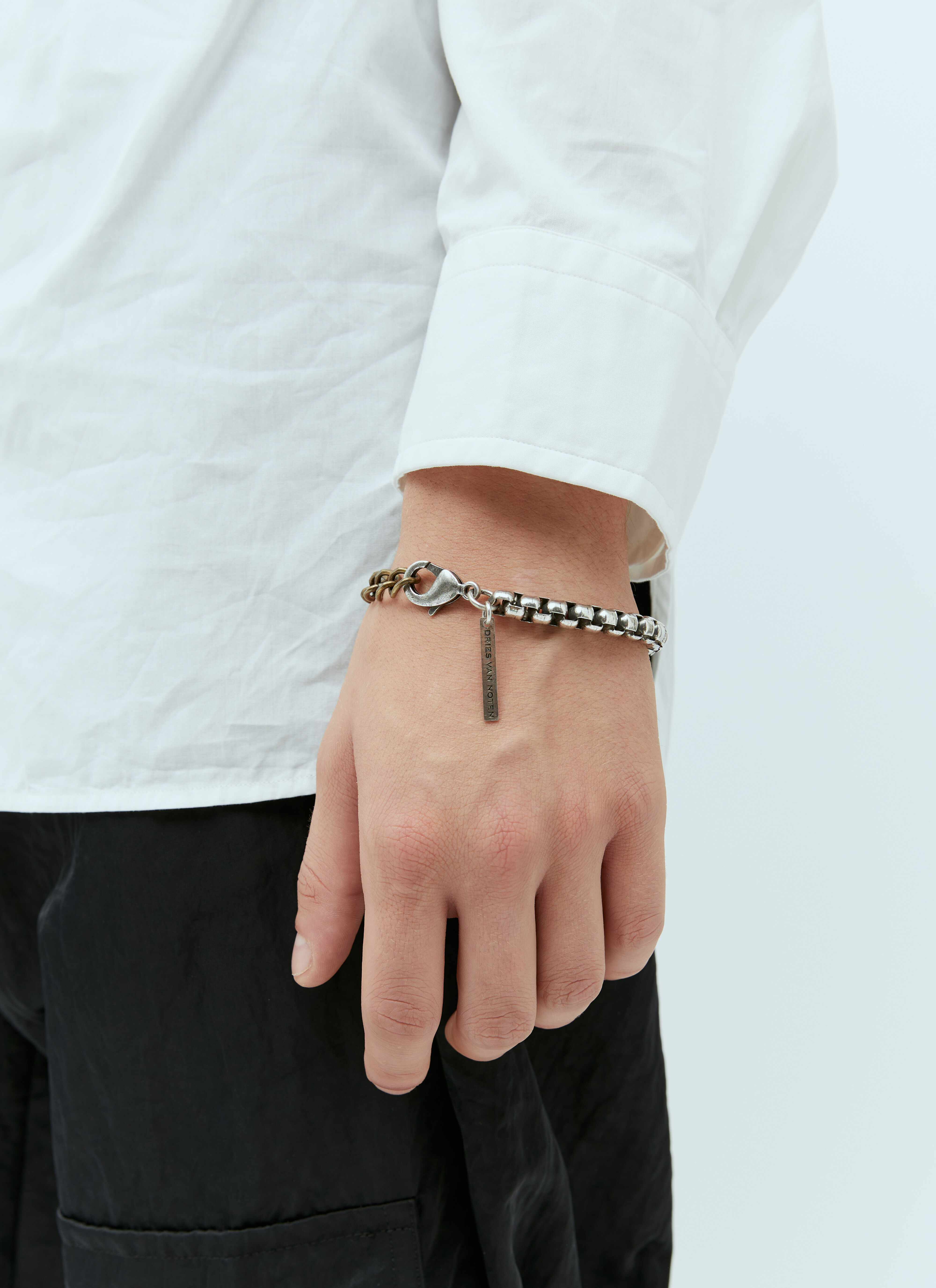中華のおせち贈り物 Chain Contrast Noten Van Dries Bracelet homme pour Silver en アクセサリー