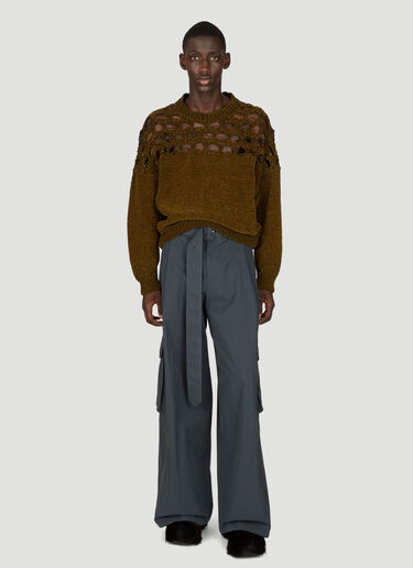 와이드 벨트 장식 팬츠 Dries Van Noten 와이드 벨트 장식 팬츠 그레이 dvn0156010