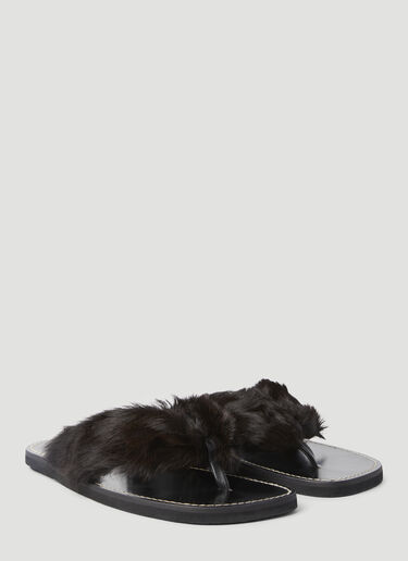 포니 헤어 장식 슬리퍼 Dries Van Noten 포니 헤어 장식 슬리퍼 브라운 dvn0156036