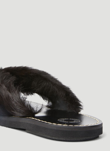 Dries Van Noten 포니 헤어 장식 슬리퍼  브라운 dvn0156036