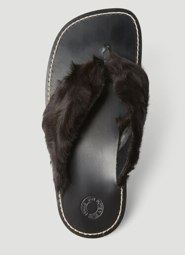 포니 헤어 장식 슬리퍼 Dries Van Noten 포니 헤어 장식 슬리퍼 브라운 dvn0156036