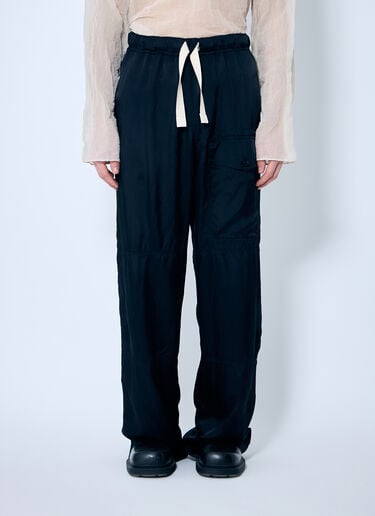 Dries Van Noten サテンパンツ  ネイビー dvn0160001