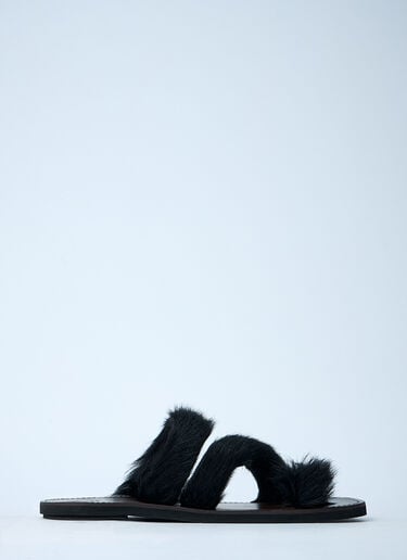 Dries Van Noten Wooled Leather Sandals Black dvn0160031