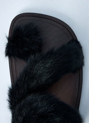 Wooled Leather Sandals Dries Van Noten Wooled Leather Sandals Black dvn0160031