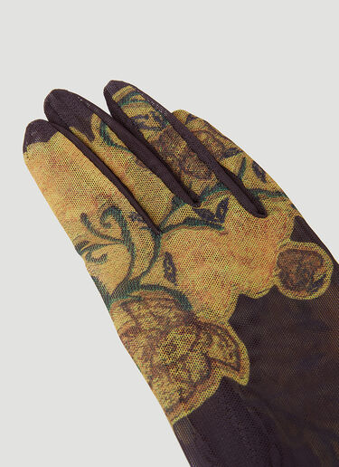 Dries Van Noten Floral Mesh Gloves Brown dvn0254043