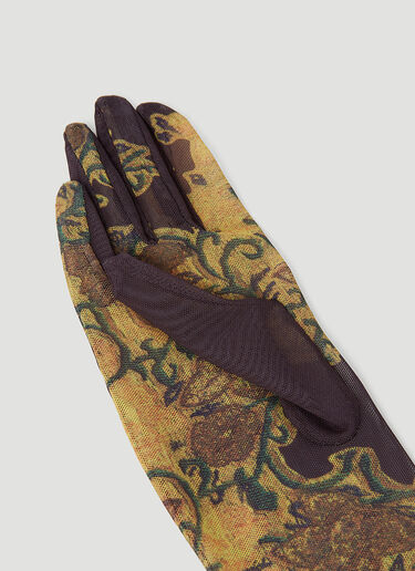Dries Van Noten Floral Mesh Gloves Brown dvn0254043