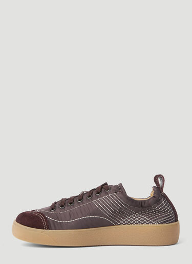 퀼팅 마감 로우 탑 스니커즈 Dries Van Noten 퀼팅 마감 로우 탑 스니커즈 버건디 dvn0255007