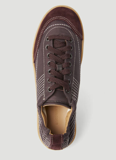 Dries Van Noten 퀼팅 마감 로우 탑 스니커즈 버건디 dvn0255007