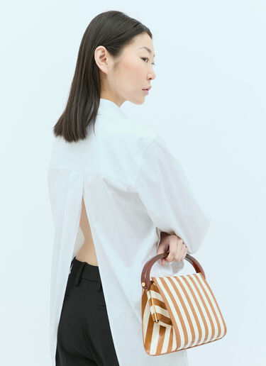 条纹皮革手提包 Dries Van Noten 条纹皮革手提包 棕色 dvn0255009