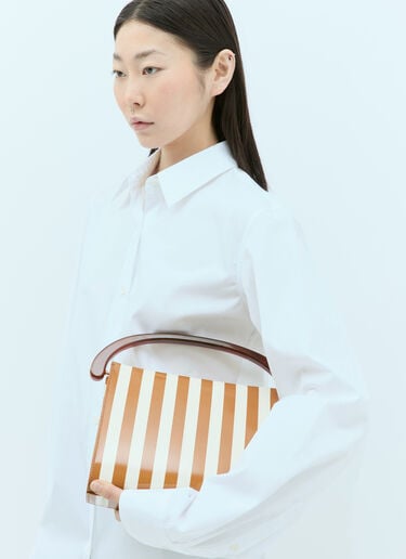 条纹皮革手提包 Dries Van Noten 条纹皮革手提包 棕色 dvn0255009