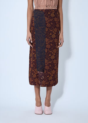 Dries Van Noten 실크 혼방 랩 스커트  다크 브라운 dvn0260013