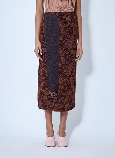 Dries Van Noten Silk-Blend Wrap Skirt Dark Brown dvn0260013