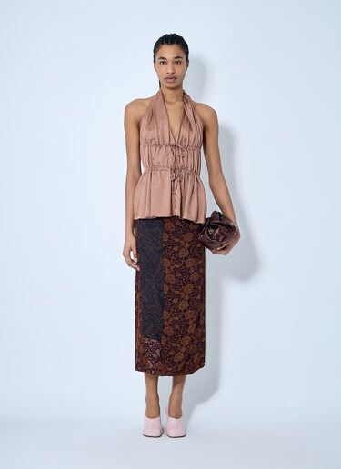 Dries Van Noten Silk-Blend Wrap Skirt Dark Brown dvn0260013
