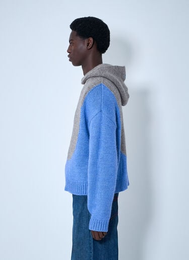 ERL Bicolor Swirl Knit Hooded Sweater Blue erl0160010