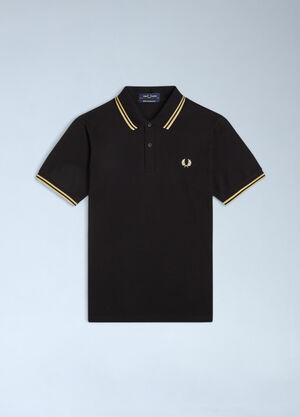 Fred Perry Logo Motif Polo Shirt Black fry0162006