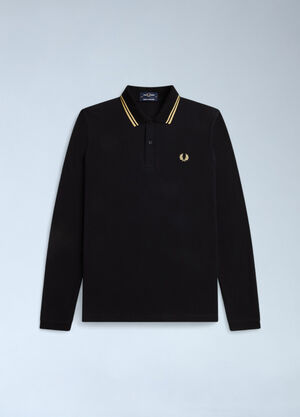 Fred Perry Logo Motif Polo Shirt Black fry0162008