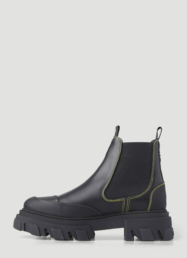 GANNI Stitch Cleated Low Chelsea Boots Black gan0246035